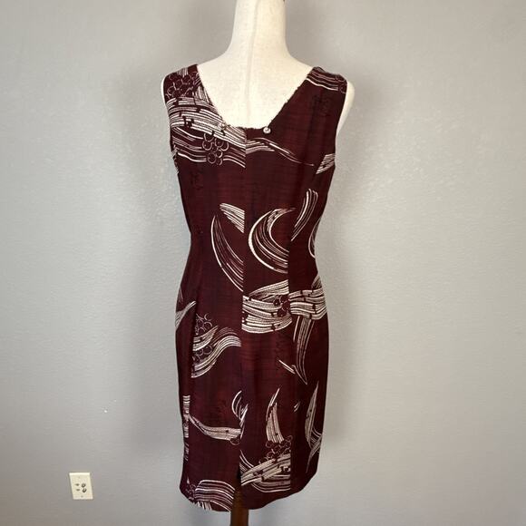 Mondi Womens Vintage Burgundy Silk Sheath Dress Size 40 10 M Sleeveless Classic - Picture 5 of 9
